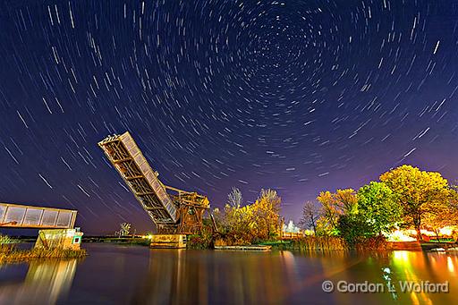 Scherzer Rolling Lift Bridge At Night_46167.jpg - A type of Bascule BridgePhotographed along the Rideau Canal Waterway at Smiths Falls, Ontario, Canada.